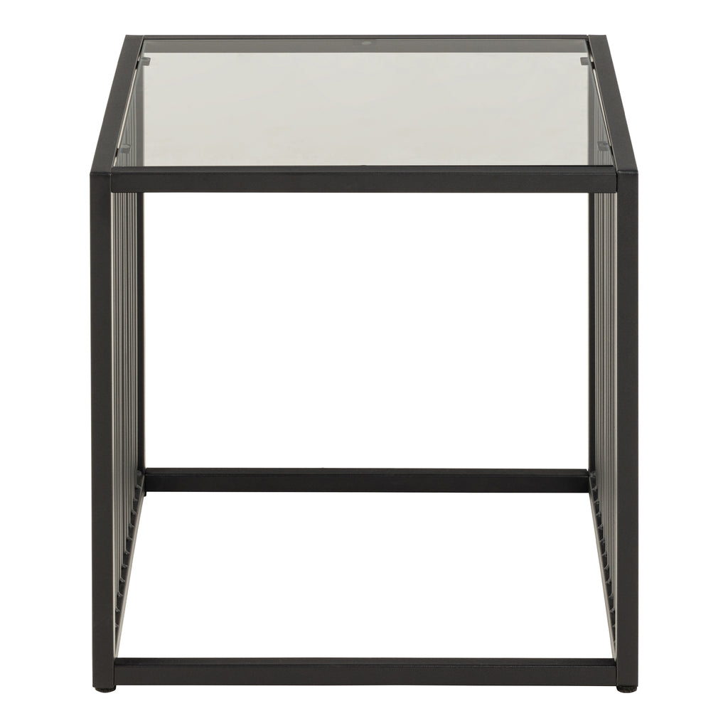 Sylvester Side Table in Black with Glass Top