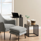 Sylvester Side Table in Black with Glass Top