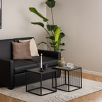 Sylvester Side Table in Black with Glass Top
