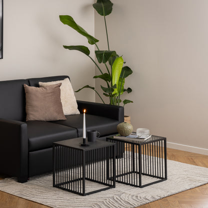 Sylvester Side Table in Black with Glass Top