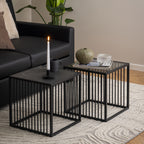 Sylvester Side Table in Black with Glass Top