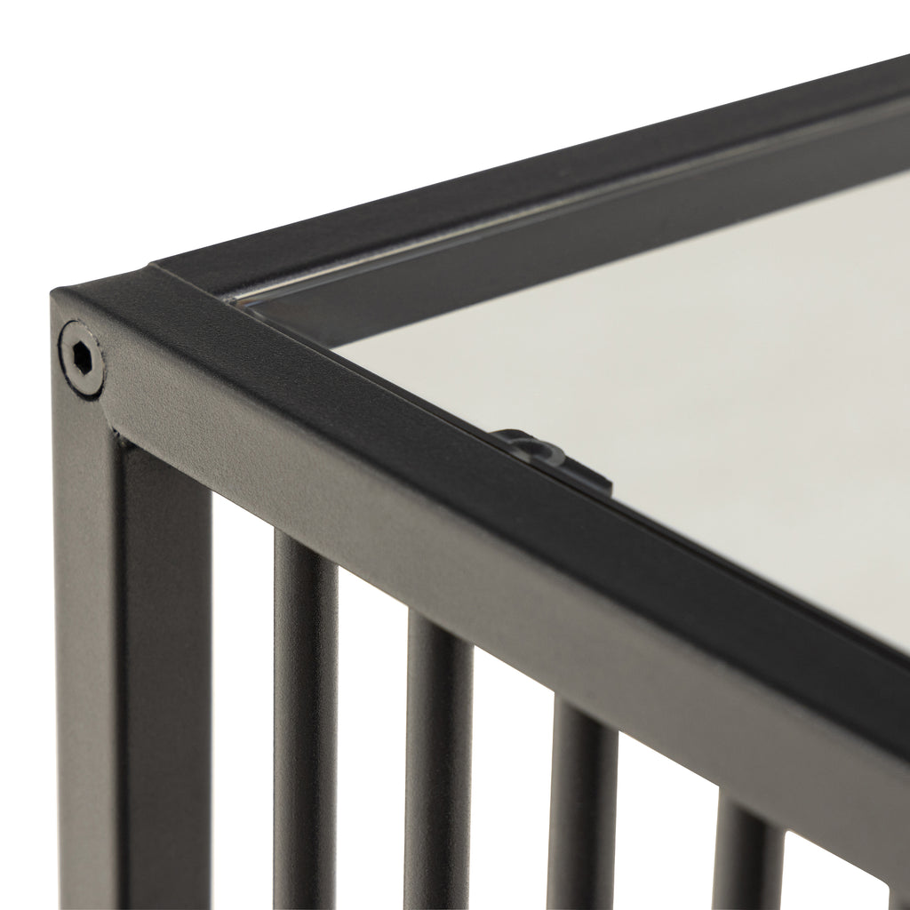 Sylvester Side Table in Black with Glass Top
