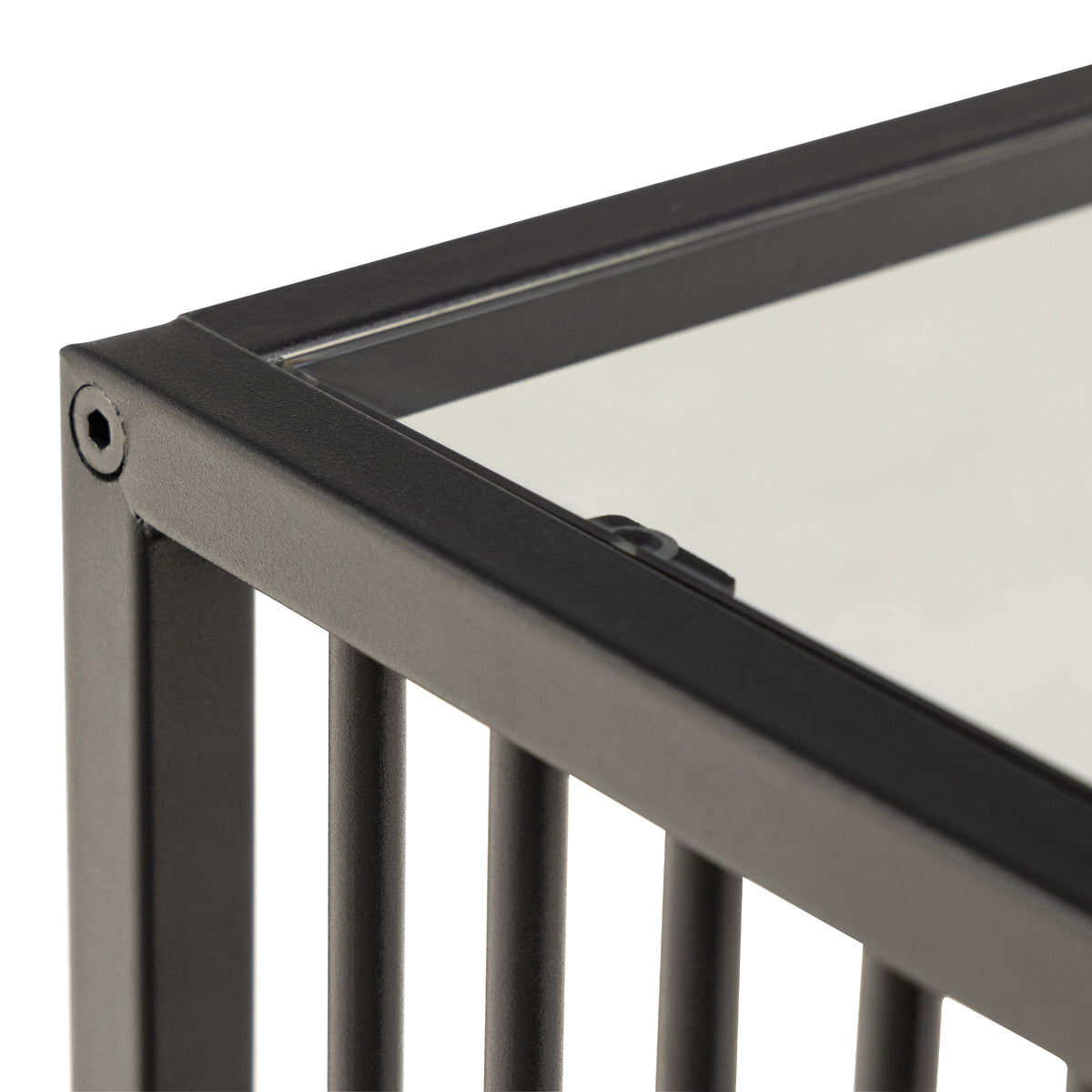 Sylvester Side Table in Black with Glass Top