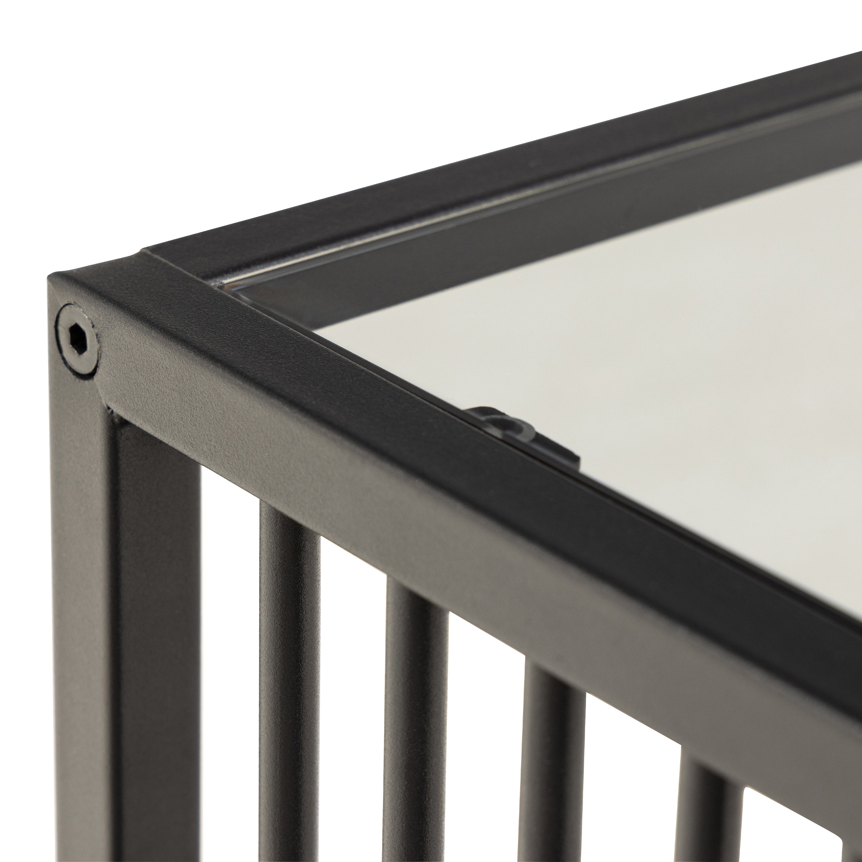 Sylvester Side Table in Black with Glass Top