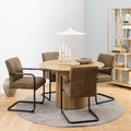 Valley Dining Table in Oak 120cm with 4 Adele Dining Chairs in Light Brown Fabric