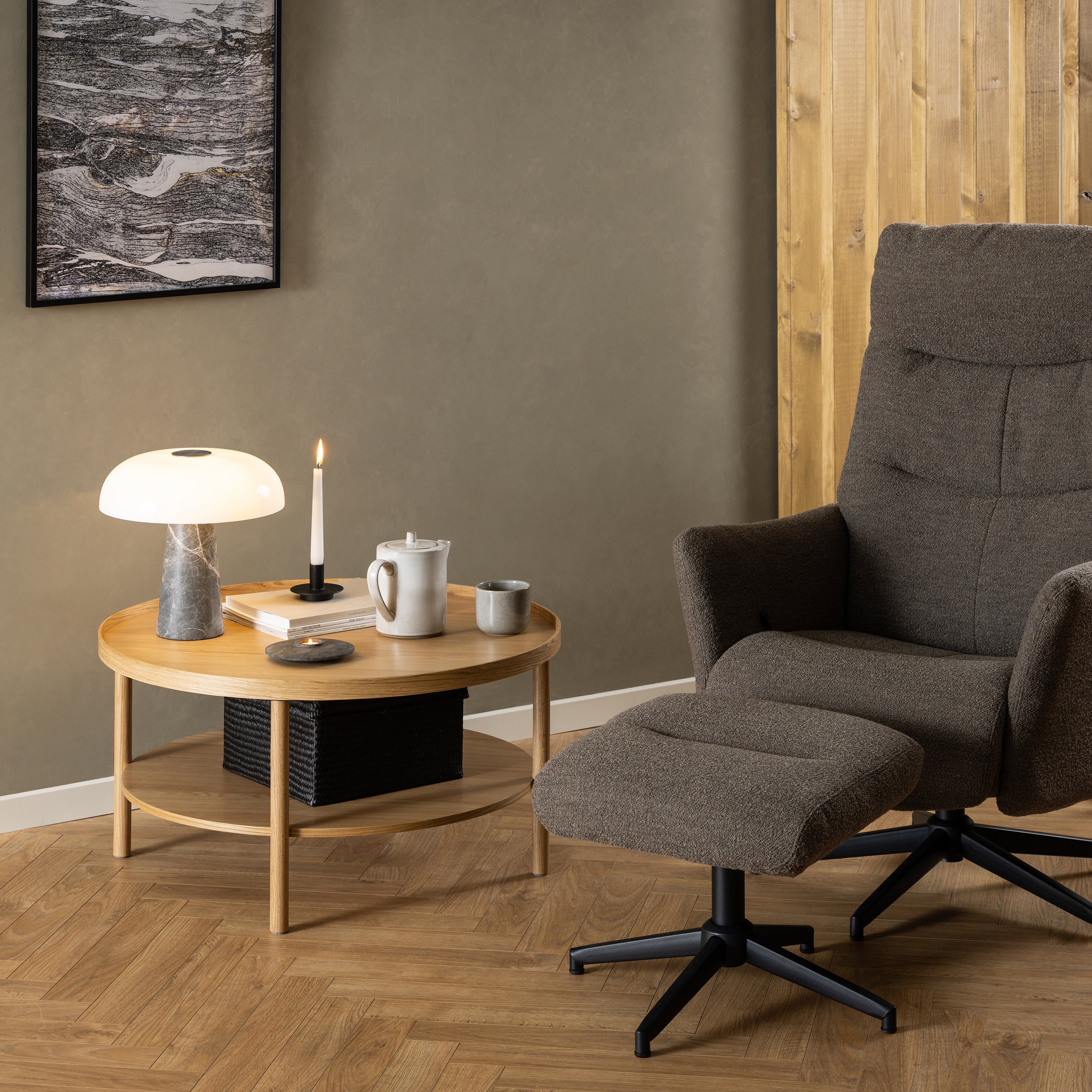 Bicester Round Coffee Table in Oak 80x42cm