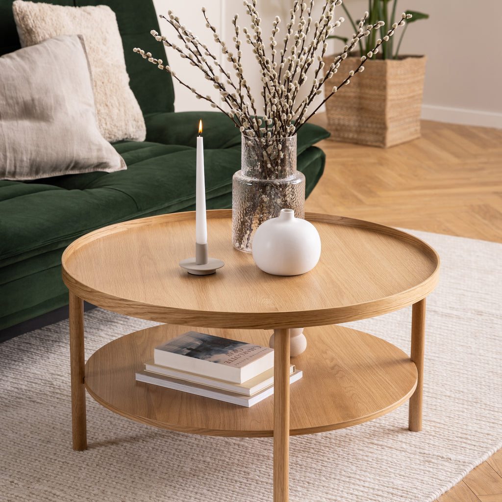 Bicester Round Coffee Table in Oak 80x42cm