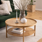 Bicester Round Coffee Table in Oak 80x42cm