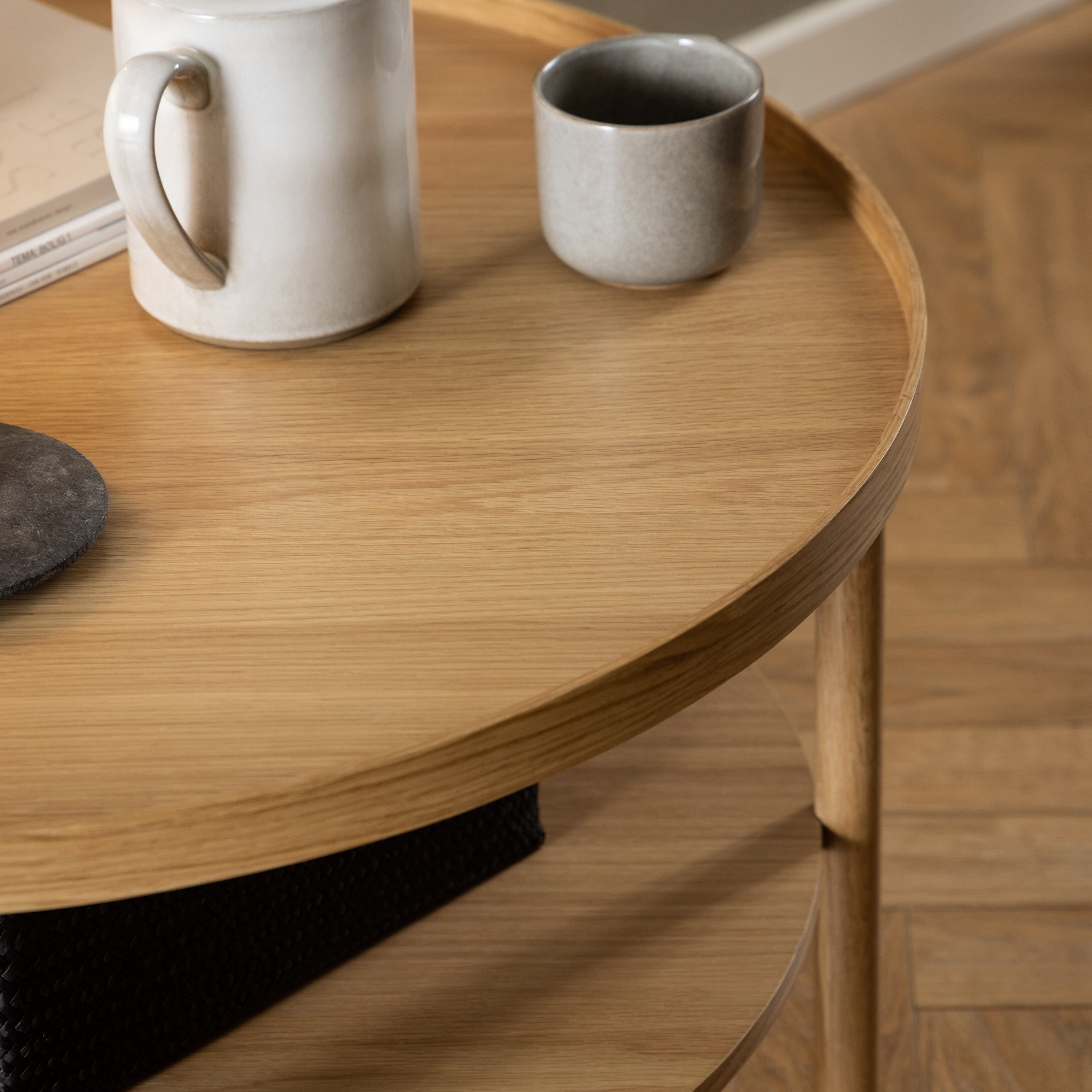 Bicester Round Coffee Table in Oak 80x42cm