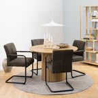 Valley Dining Table in Oak 120cm with 4 Adele Dining Chairs in Grey Fabric