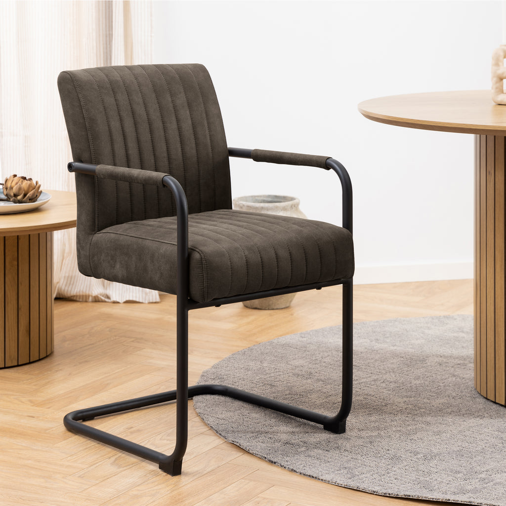 Valley Dining Table in Oak 120cm with 4 Adele Dining Chairs in Grey Fabric