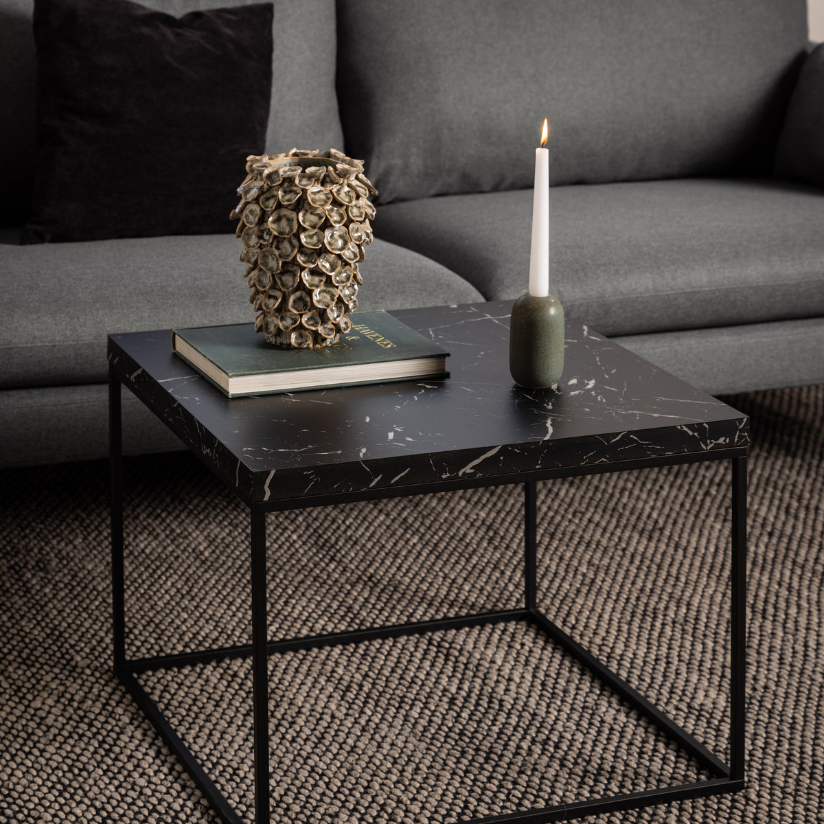 Barossa Coffee Table with Black Marble Marquina Top & Black Steel Base 60cm