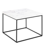 Barossa Coffee Table with White Marble Carrara Top & Black Steel Base 60cm