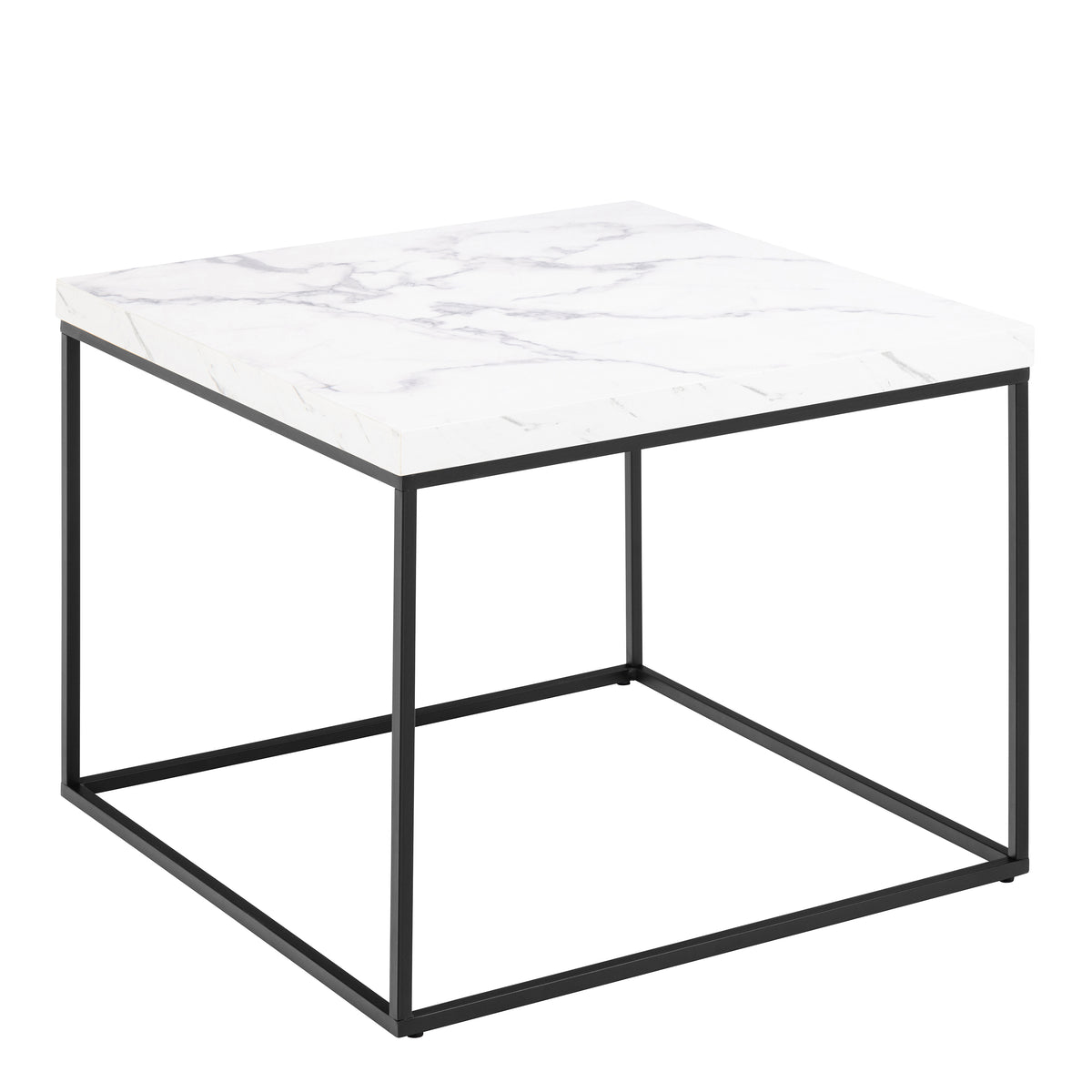 Barossa Coffee Table with White Marble Carrara Top & Black Steel Base 60cm