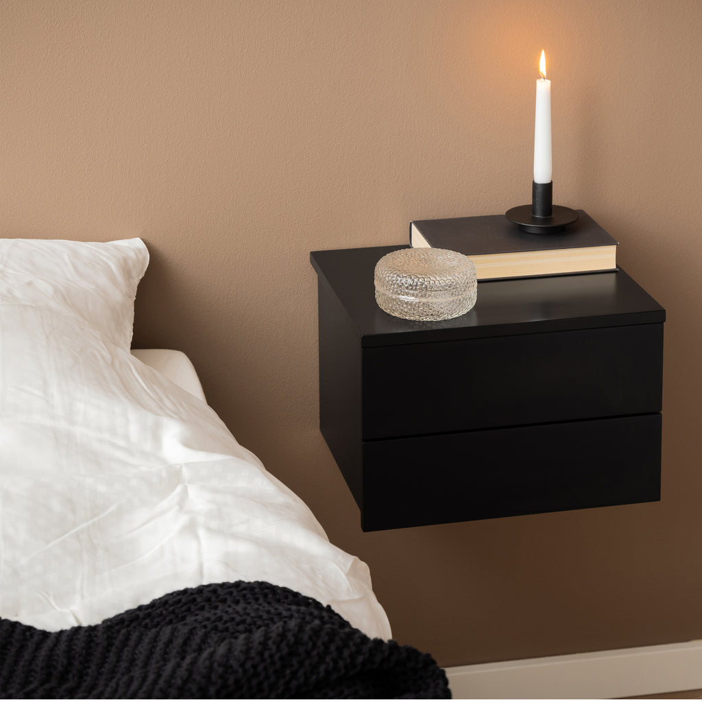 Avon Bedside Table with 2 Drawers in Black