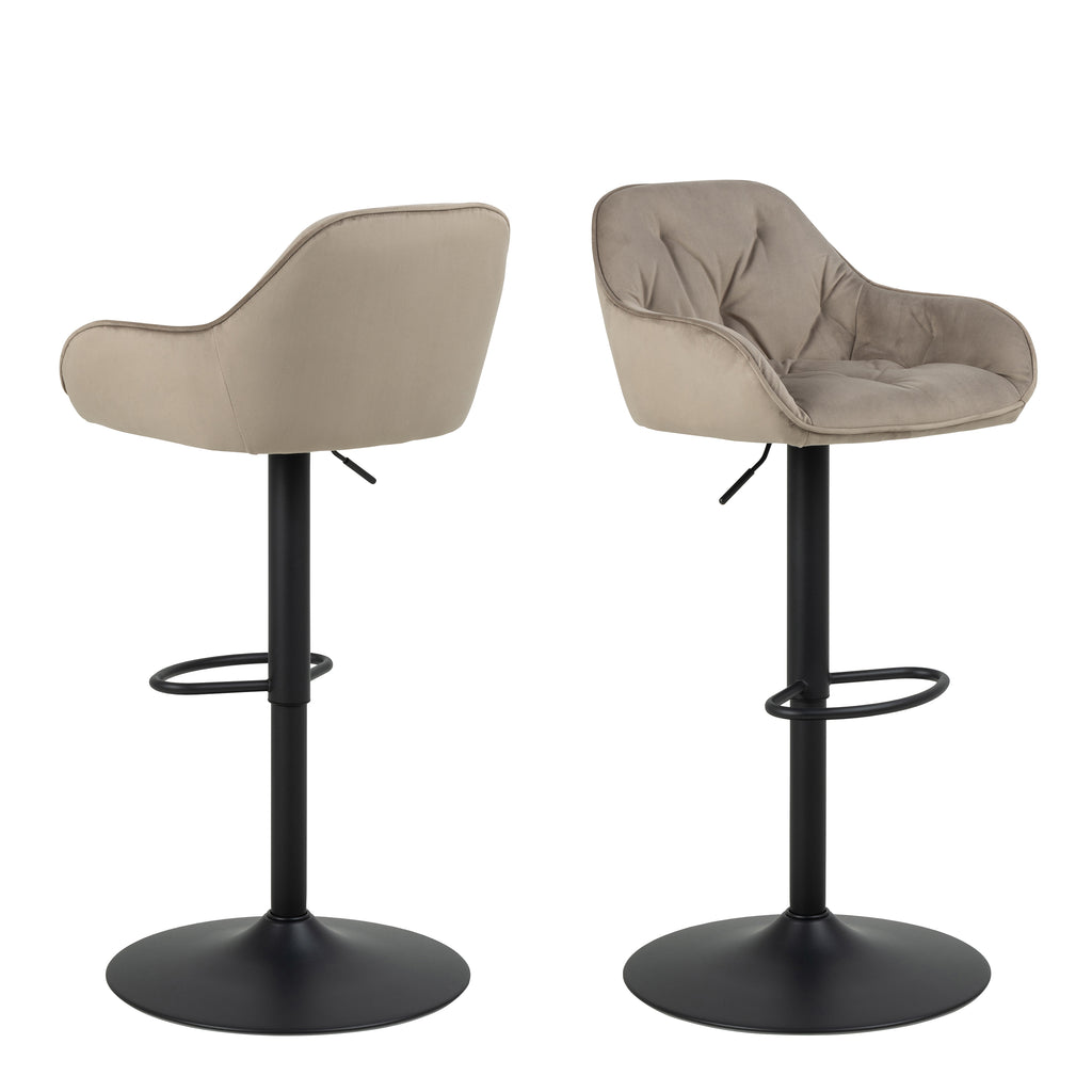 Bridget Swivel Bar Stool with Height Adjustable Function in Beige Set of 2