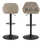 Bridget Swivel Bar Stool with Height Adjustable Function in Beige Set of 2