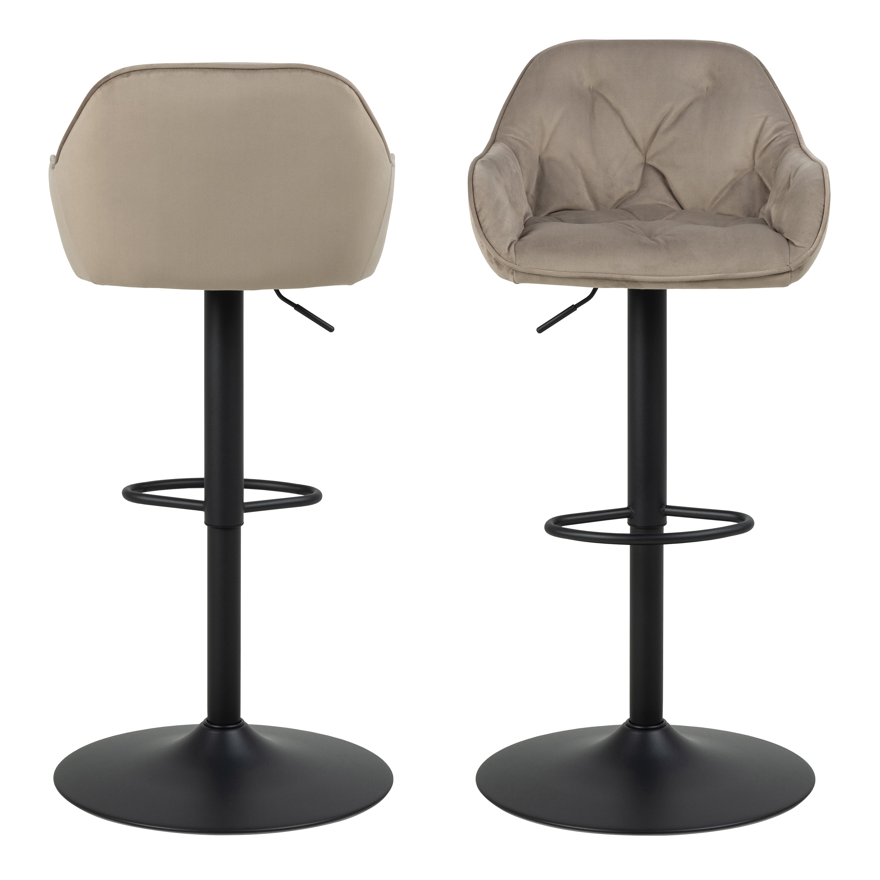 Bridget Swivel Bar Stool with Height Adjustable Function in Beige Set of 2