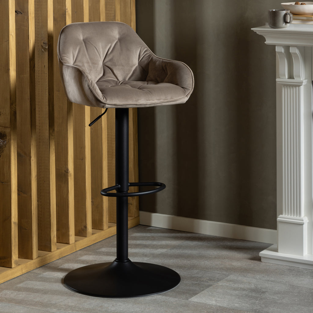 Bridget Swivel Bar Stool with Height Adjustable Function in Beige Set of 2