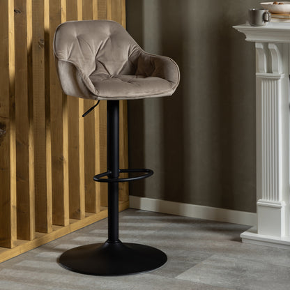 Bridget Swivel Bar Stool with Height Adjustable Function in Beige Set of 2