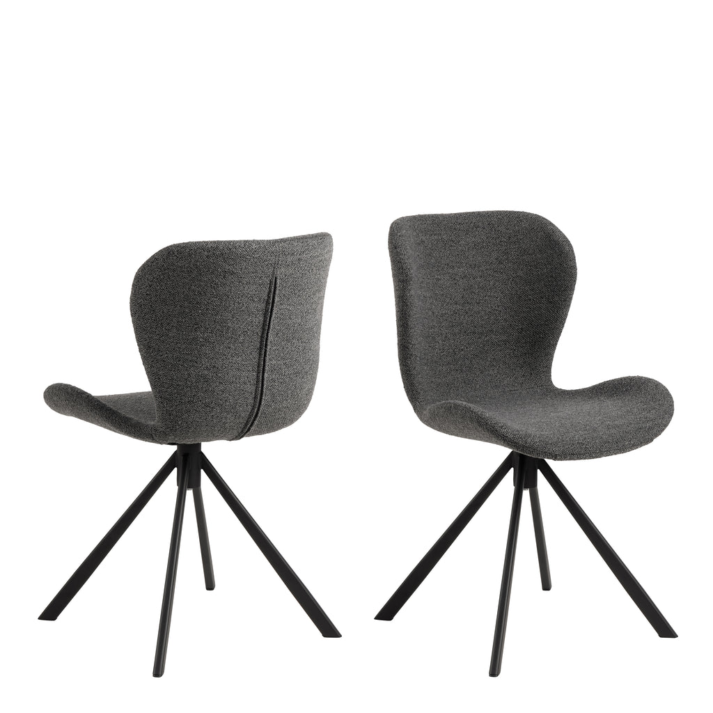 Matilda Swivel Dining Chairs in Grey Fabic Set of 2