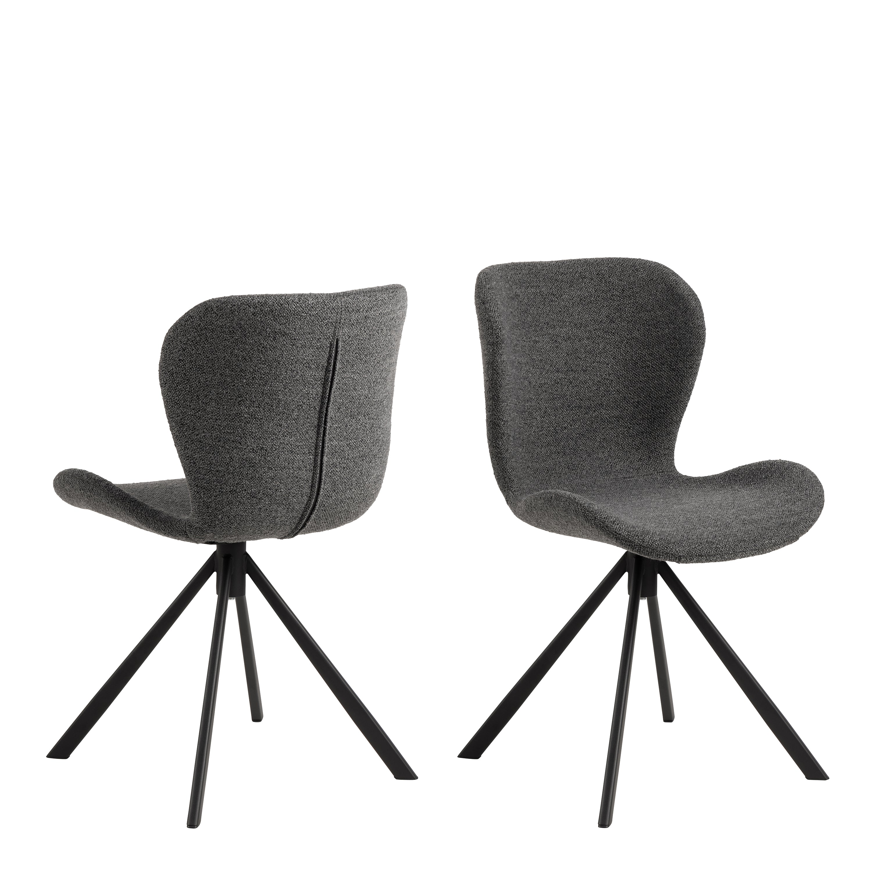 Matilda Swivel Dining Chairs in Grey Fabic Set of 2