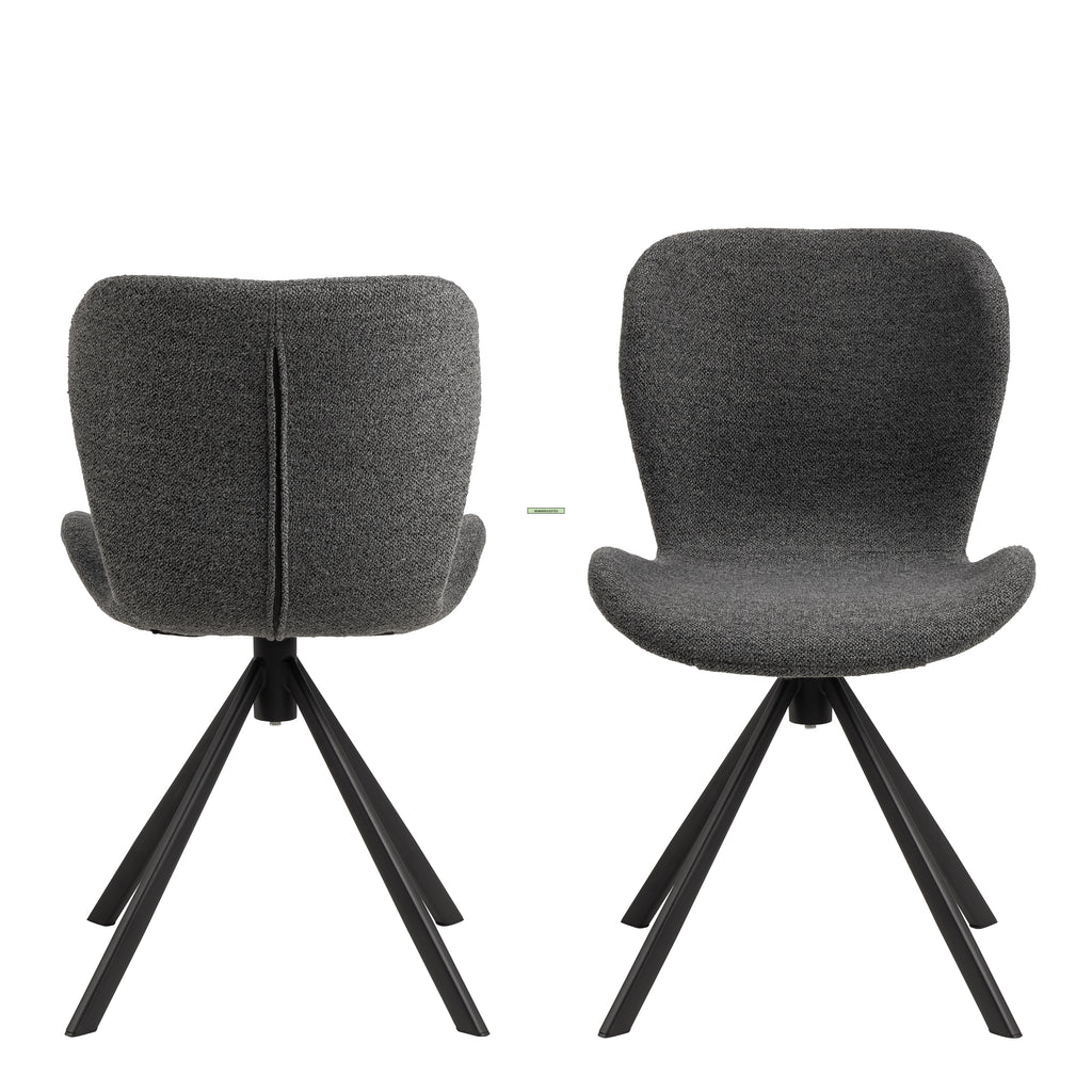 Matilda Swivel Dining Chairs in Grey Fabic Set of 2