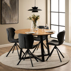 Matilda Swivel Dining Chairs in Grey Fabic Set of 2