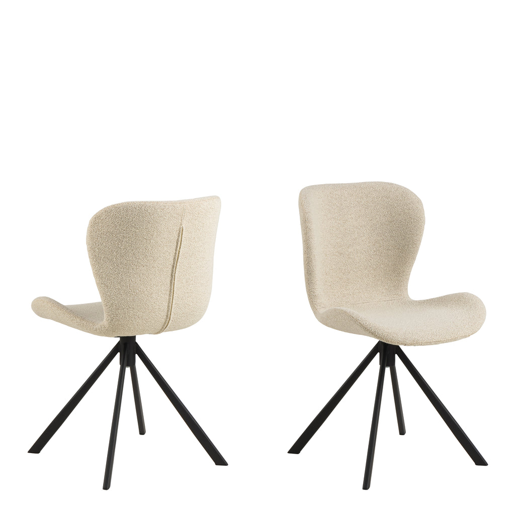 Matilda Swivel Dining Chairs in Cream Fabic Set of 2