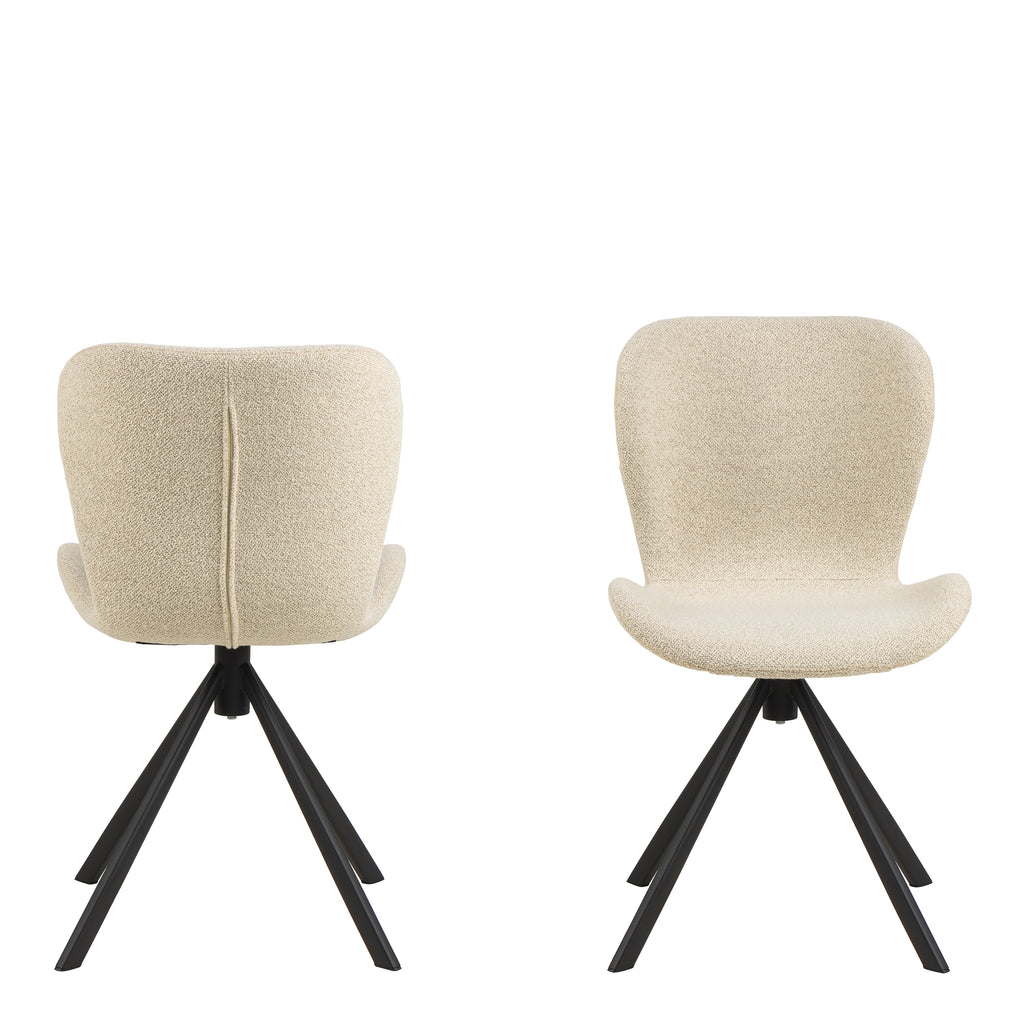 Matilda Swivel Dining Chairs in Cream Fabic Set of 2