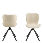 Matilda Swivel Dining Chairs in Cream Fabic Set of 2