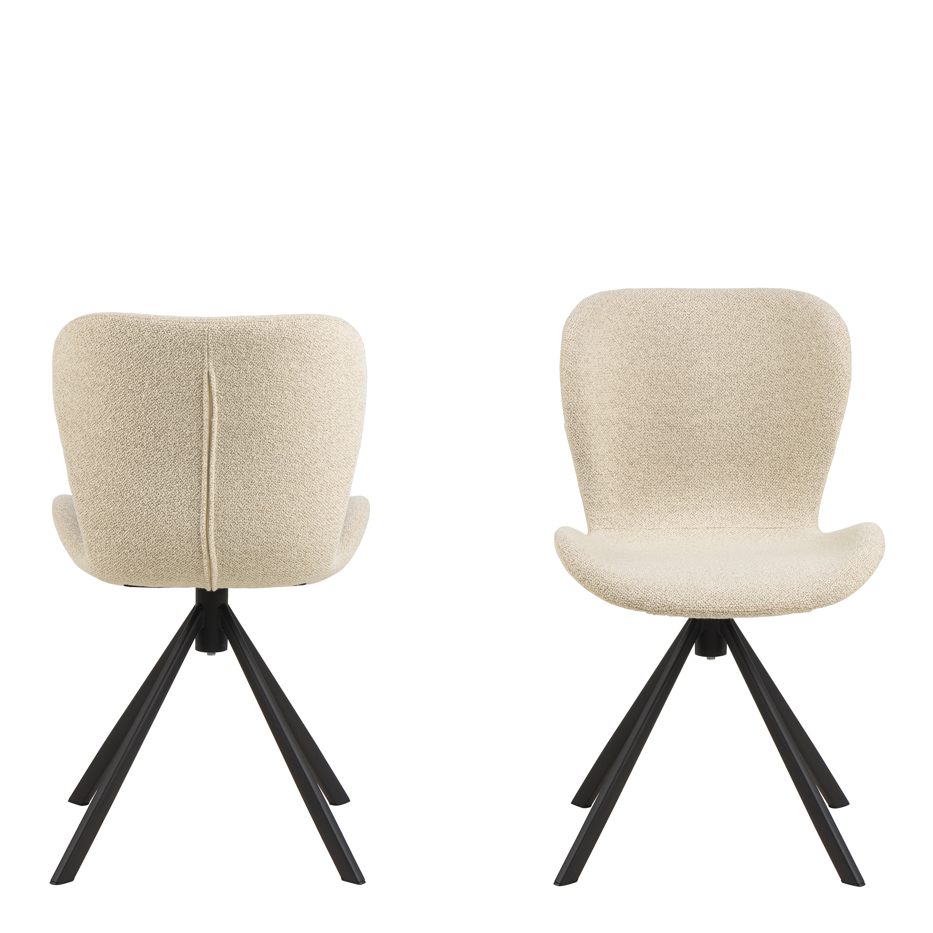Matilda Swivel Dining Chairs in Cream Fabic Set of 2
