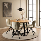 Matilda Swivel Dining Chairs in Cream Fabic Set of 2