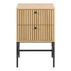 Alberto 2 Drawer Bedside Table in Oak/Black Legs