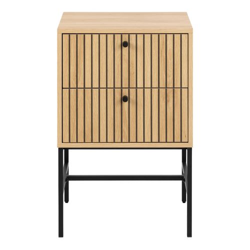 Alberto 2 Drawer Bedside Table in Oak/Black Legs