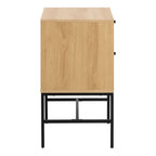 Alberto 2 Drawer Bedside Table in Oak/Black Legs