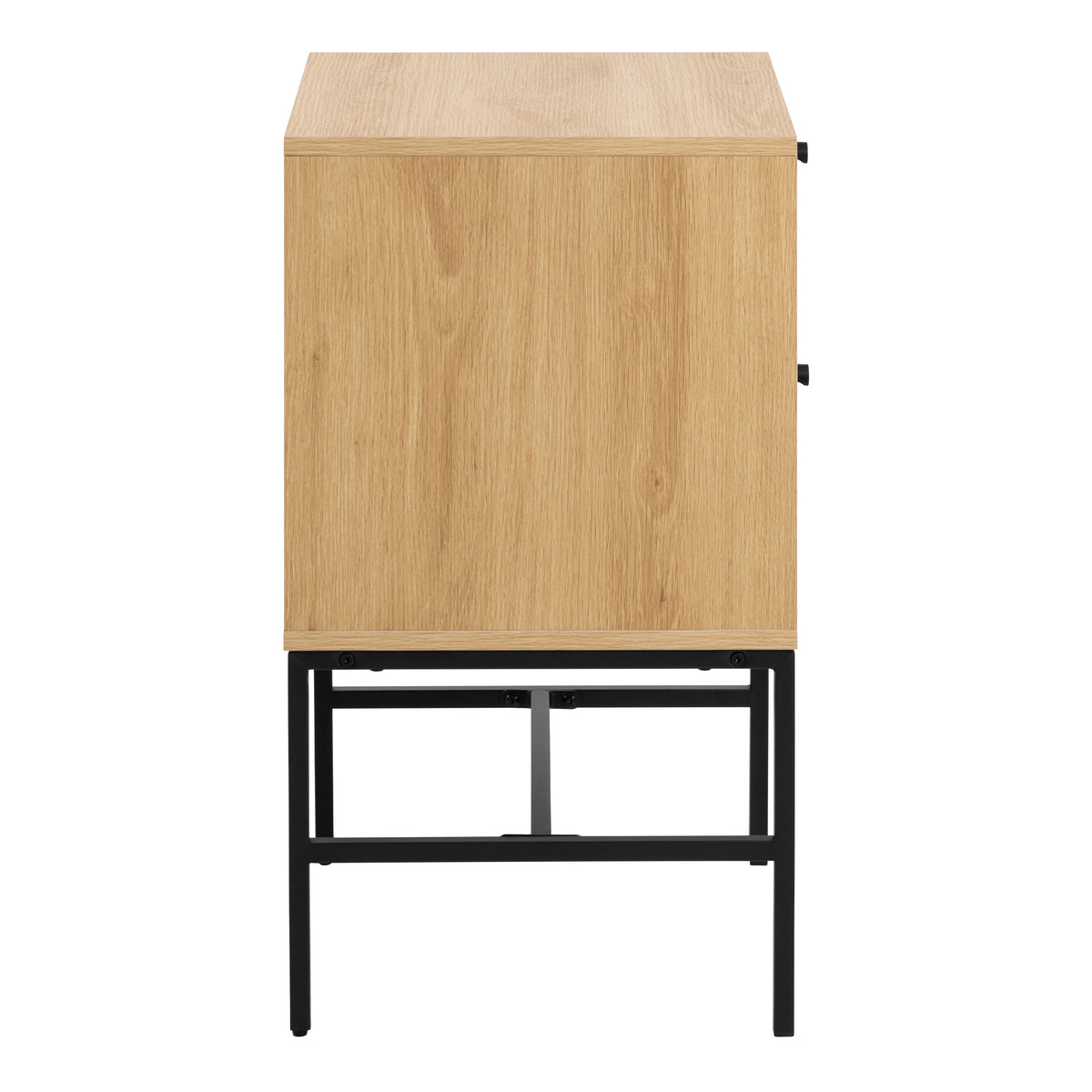 Alberto 2 Drawer Bedside Table in Oak/Black Legs