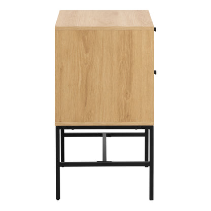 Alberto 2 Drawer Bedside Table in Oak/Black Legs