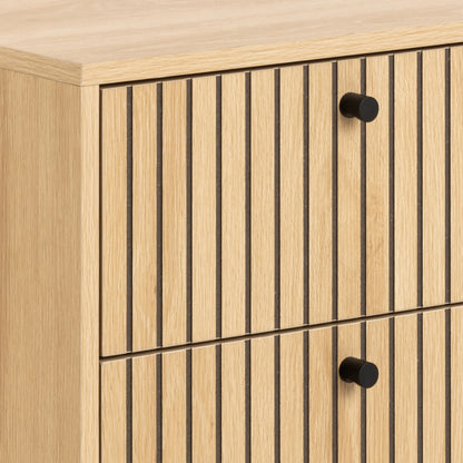 Alberto 2 Drawer Bedside Table in Oak/Black Legs