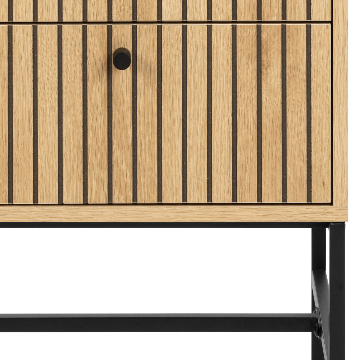 Alberto 2 Drawer Bedside Table in Oak/Black Legs