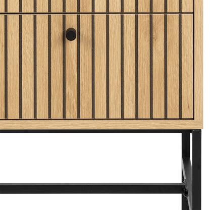 Alberto 2 Drawer Bedside Table in Oak/Black Legs