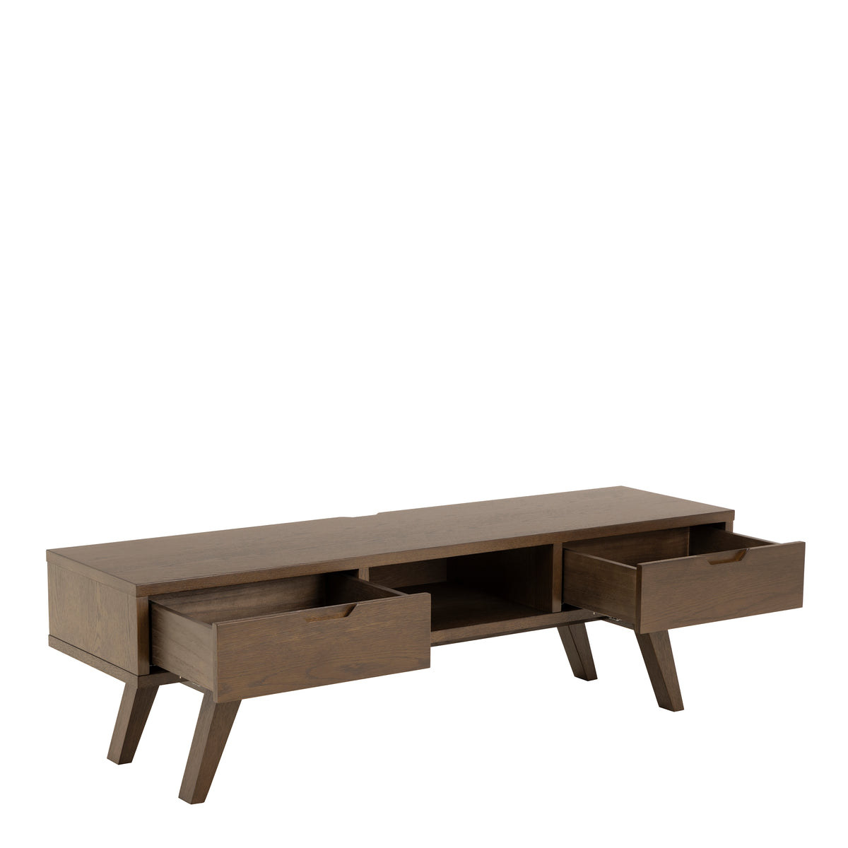 A-Line TV Unit with 2 Drawers in Smoked Oak