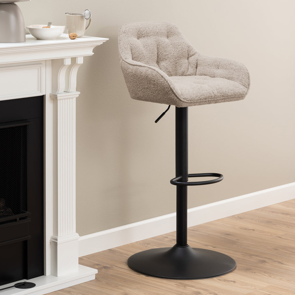 Bridget Swivel Bar Stool with Height Adjustable Function in Monza Beige Set of 2