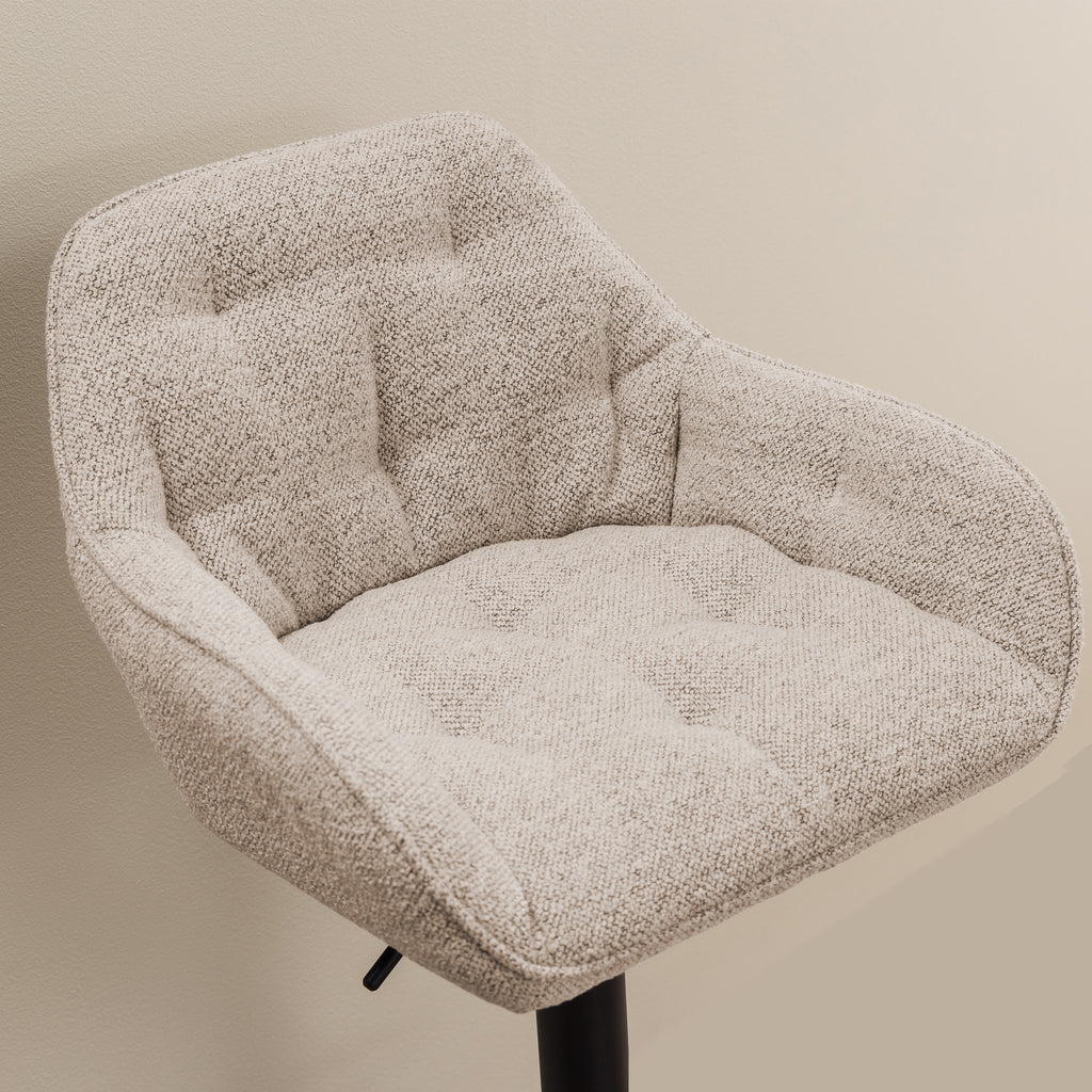 Bridget Swivel Bar Stool with Height Adjustable Function in Monza Beige Set of 2