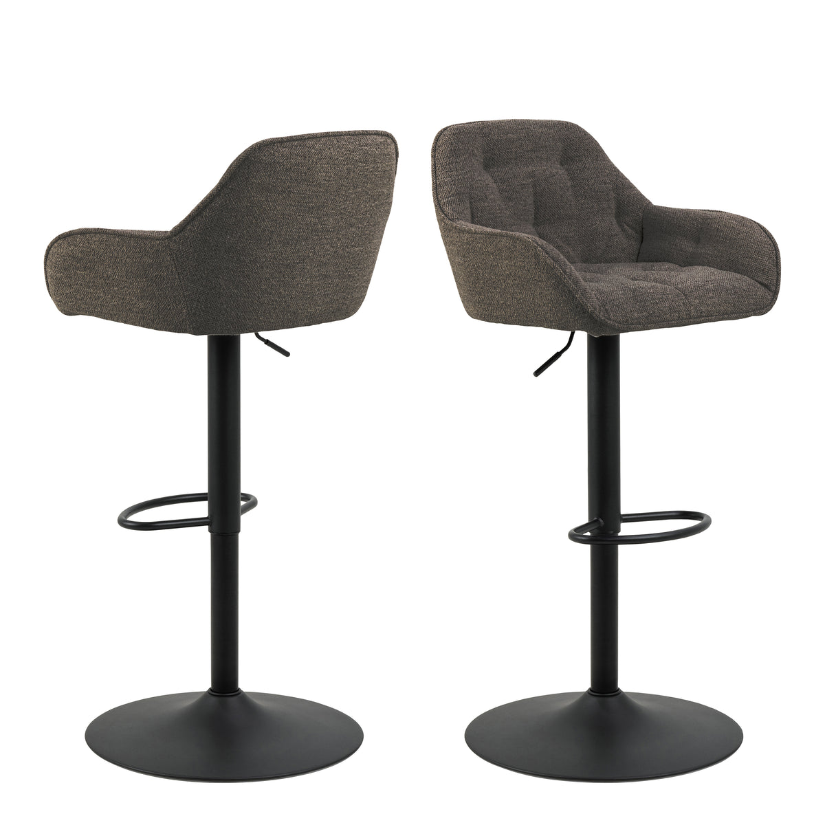 Bridget Swivel Bar Stool with Height Adjustable Function in Taupe Set of 2