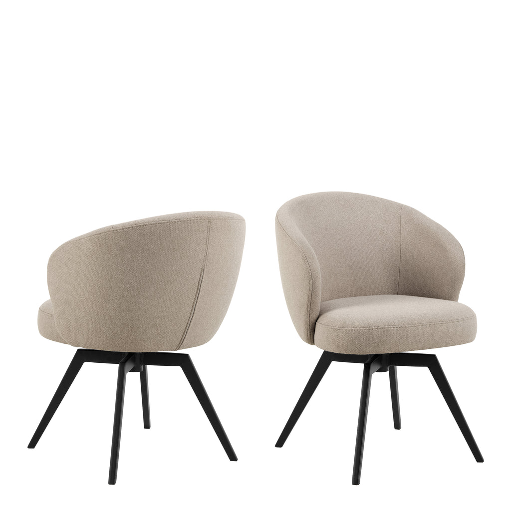 Marlene Dining Chair with Armrest and Swivel Function in Beige