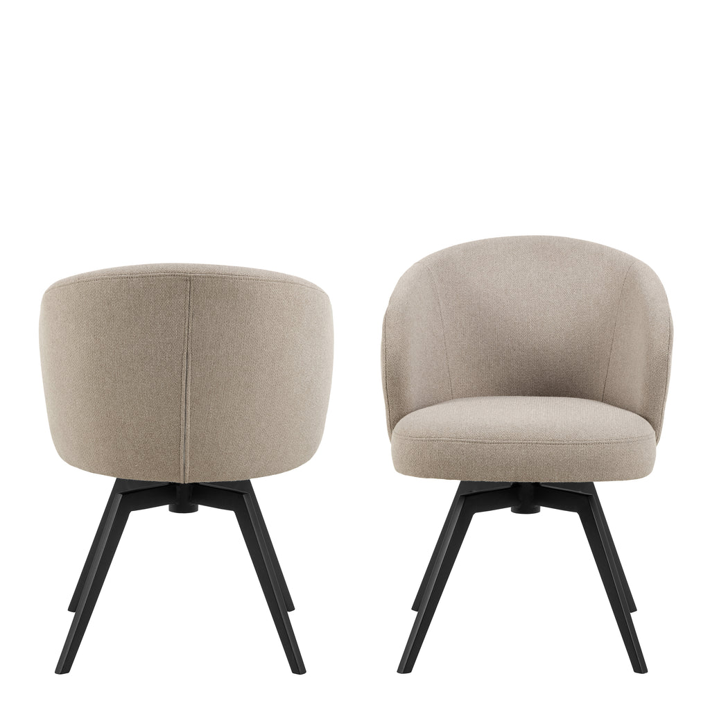 Marlene Dining Chair with Armrest and Swivel Function in Beige