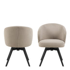 Marlene Dining Chair with Armrest and Swivel Function in Beige