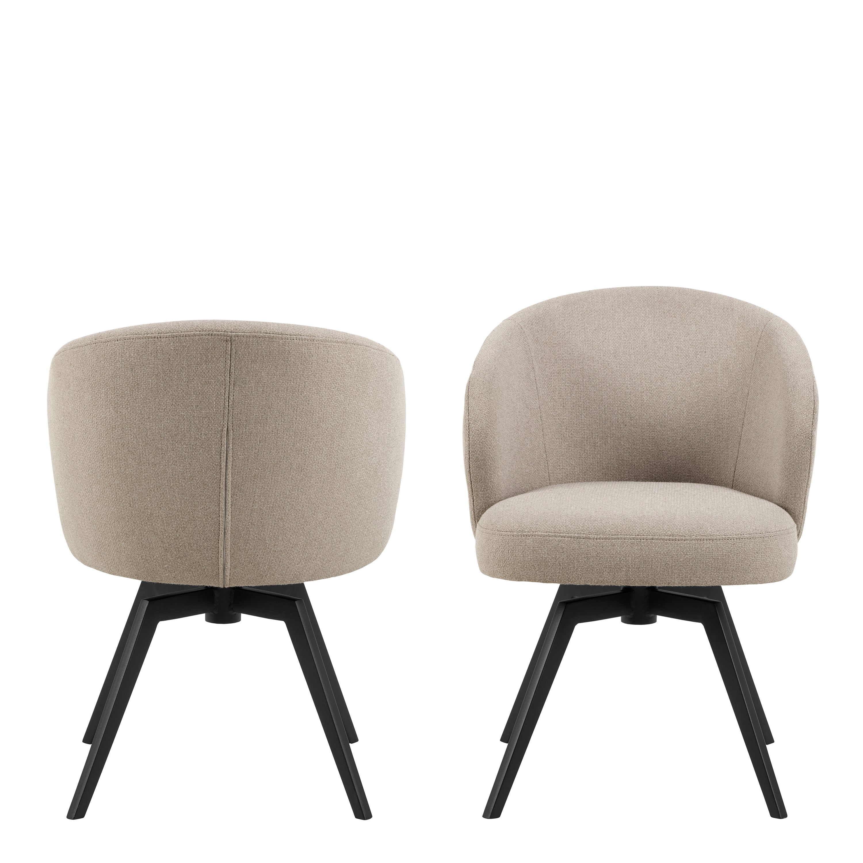 Marlene Dining Chair with Armrest and Swivel Function in Beige