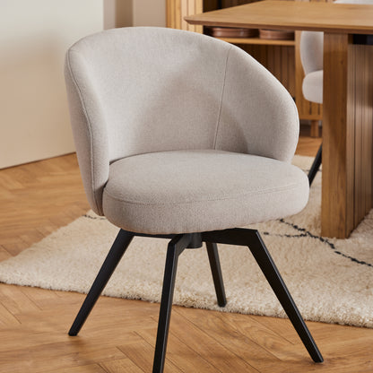 Marlene Dining Chair with Armrest and Swivel Function in Beige